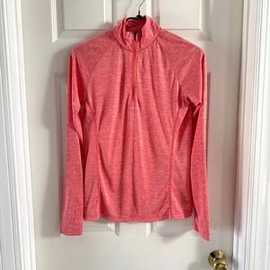 BCG Quarter Zip Activewear Top Mock Neck Pullover‎ in Coral Size M